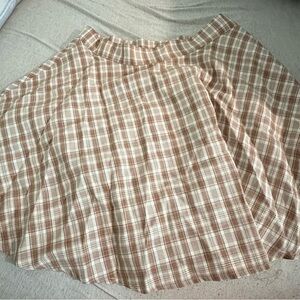 SHEIN Brown and Cream Checkered A-Line Skirt